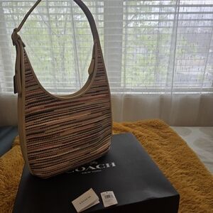 LIMITED EDITION-UPCYCLED COACH-Coach Multicolor Striped Woven Shoulder Bag
